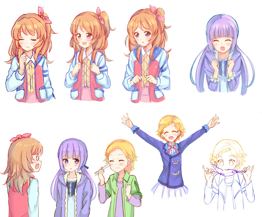 ozora akari, hikami sumire, and shinjo hinaki (aikatsu!) drawn by makiaato