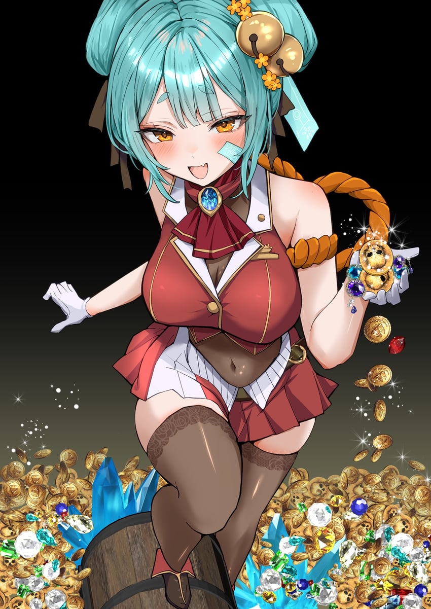 houshou marine and inami yoki (hololive and 1 more) drawn by mikan_(manmarumikan)