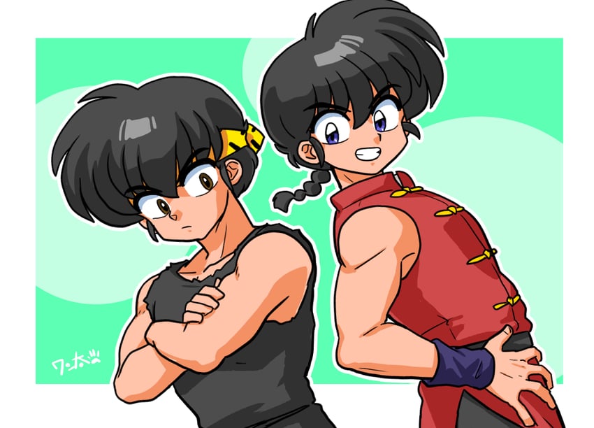 saotome ranma and hibiki ryouga (ranma 1/2) drawn by wanta_(futoshi)