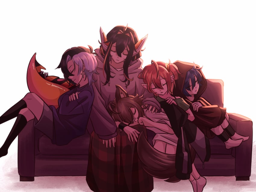 rin penrose, juna unagi, pochi wanmaru, yuko yurei, and fuyo cloverfield (idol corp) drawn by kaptainkirk