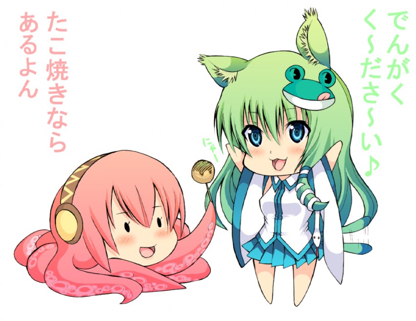 kochiya sanae, megurine luka, and takoluka (touhou and 1 more) drawn by daive