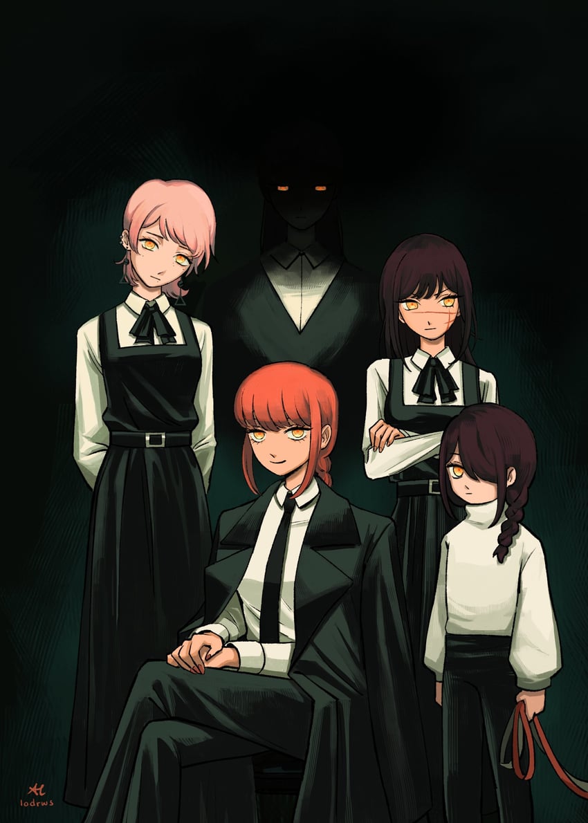 makima, yoru, fami, nayuta, and death devil (chainsaw man) drawn by lodrws
