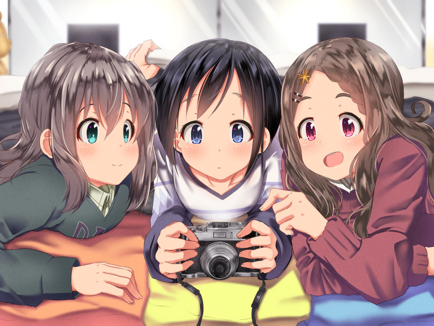 yukimura aoi, aoba kokona, and kurosaki honoka (yama no susume) drawn by mad_(hazukiken)