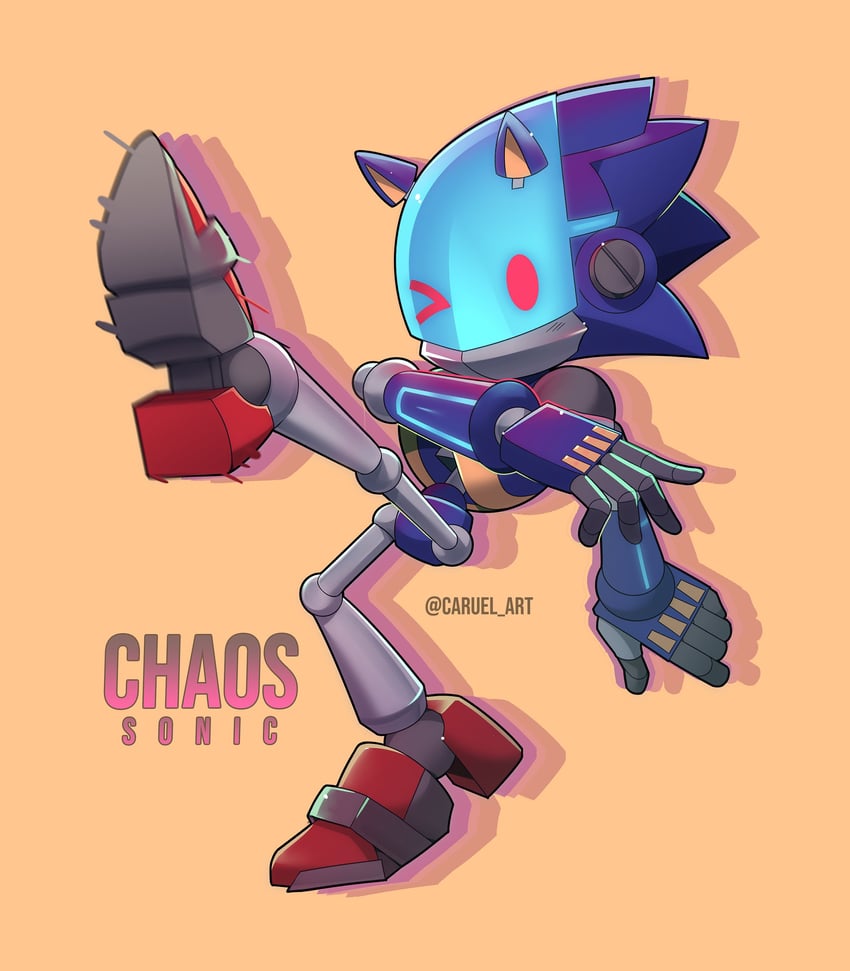 chaos sonic (sonic and 1 more) drawn by caruel_art