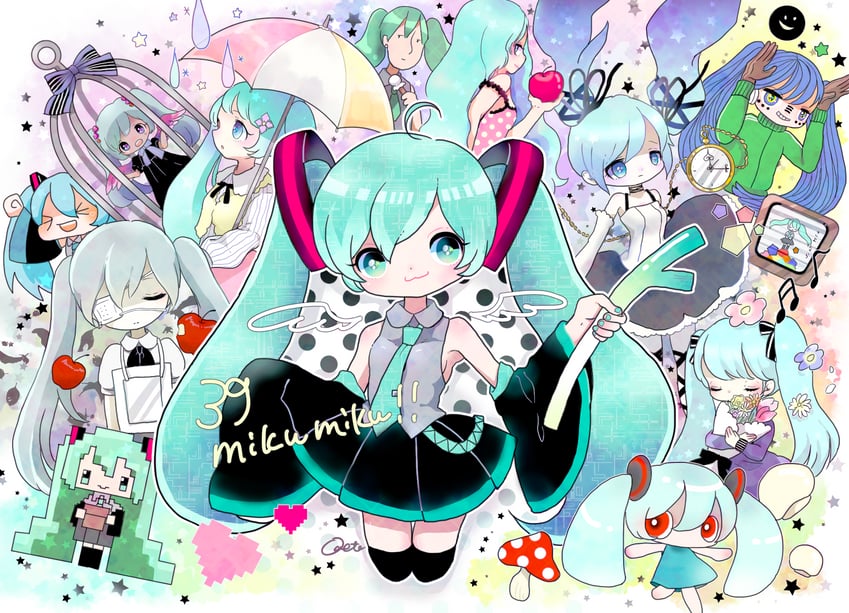 hatsune miku and aimaina (vocaloid and 5 more) drawn by odetooo