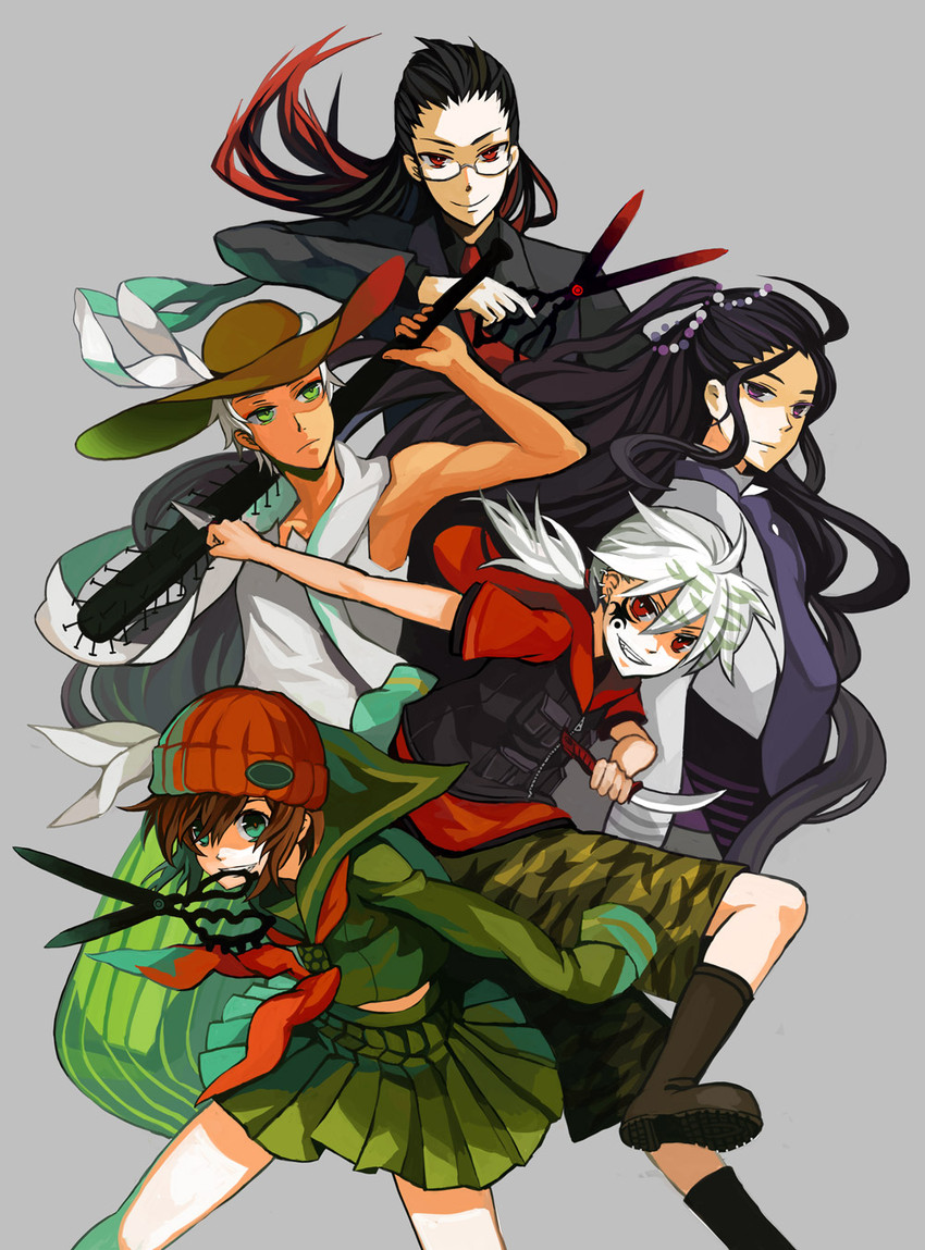 zerozaki hitoshiki, zerozaki maiori, zerozaki soushiki, zerozaki magashiki, and zerozaki kishishiki (zaregoto series and 1 more) drawn by osamu_(jagabata)