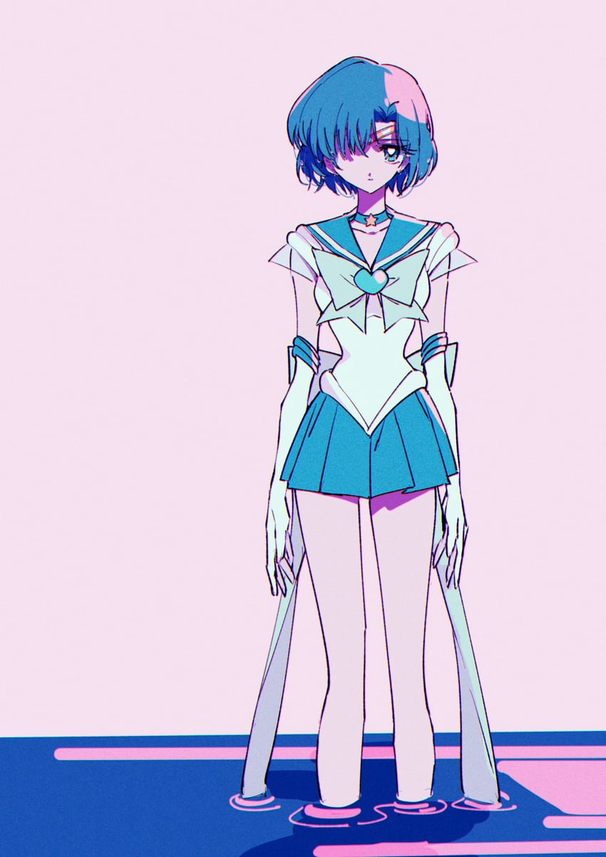 mizuno ami, sailor mercury, and super sailor mercury (bishoujo senshi sailor moon) drawn by pochi_(askas_is_god)