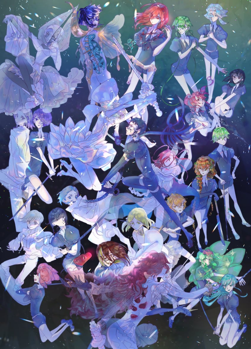 phosphophyllite, diamond, cinnabar, bort, padparadscha, and 15 more (houseki no kuni) drawn by koyuki12270321