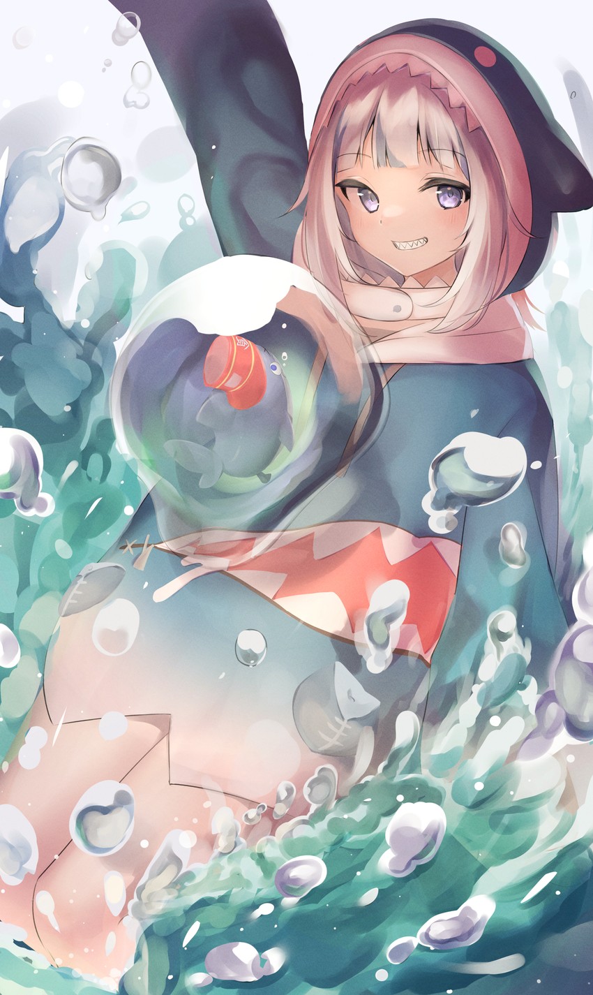 gawr gura and bloop (hololive and 1 more) drawn by nametarou_(meron)