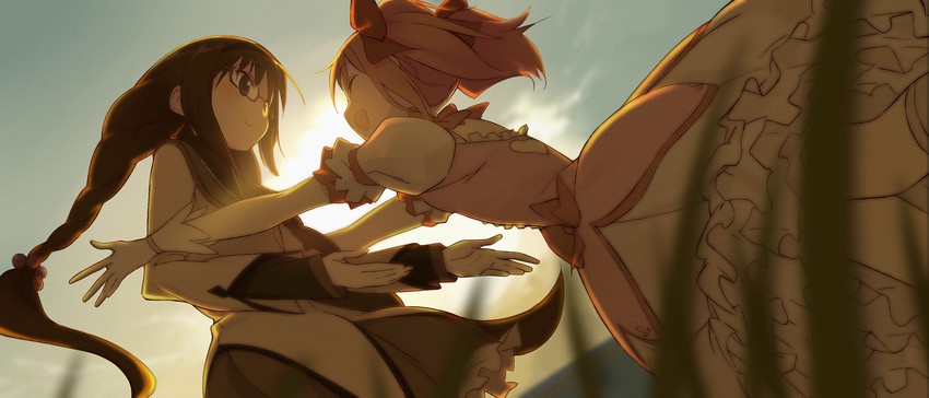 akemi homura and kaname madoka (mahou shoujo madoka magica) drawn by to_kage