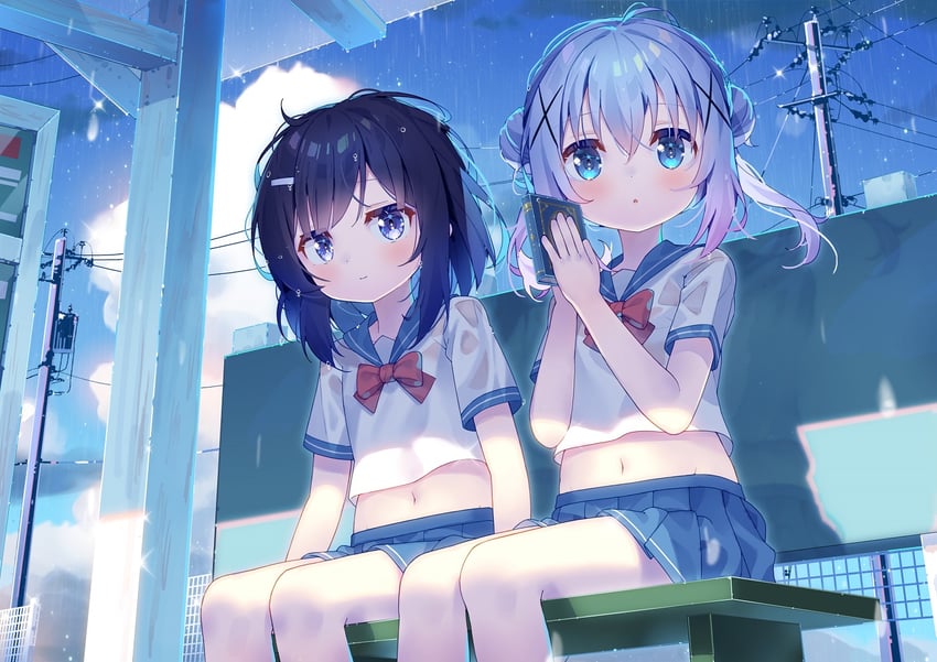 kafuu chino and fuiba fuyu (gochuumon wa usagi desu ka?) drawn by taku_michi