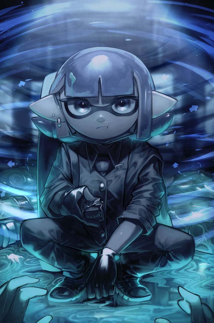 inkling player character and inkling girl (splatoon) drawn by no_(13_10_1230)