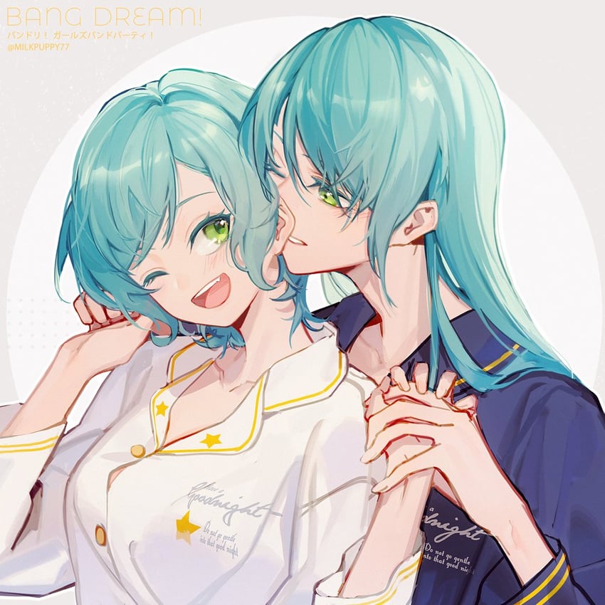 hikawa sayo and hikawa hina (bang dream!) drawn by milk_puppy