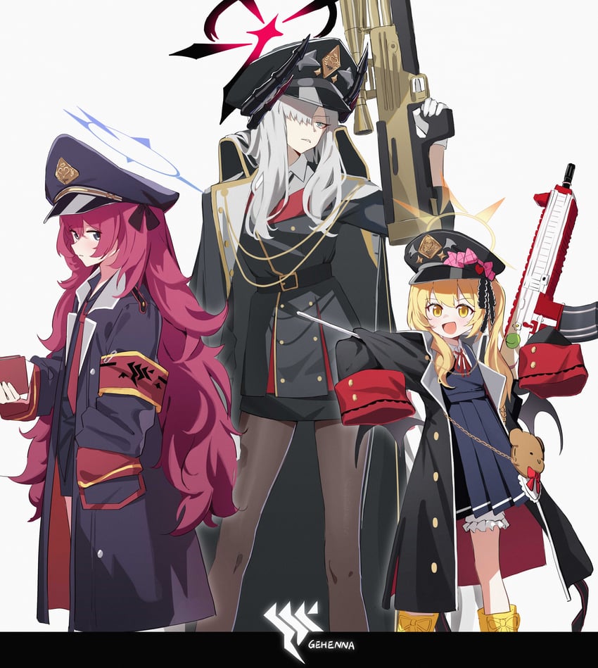 ibuki, iroha, and makoto (blue archive) drawn by xintianou
