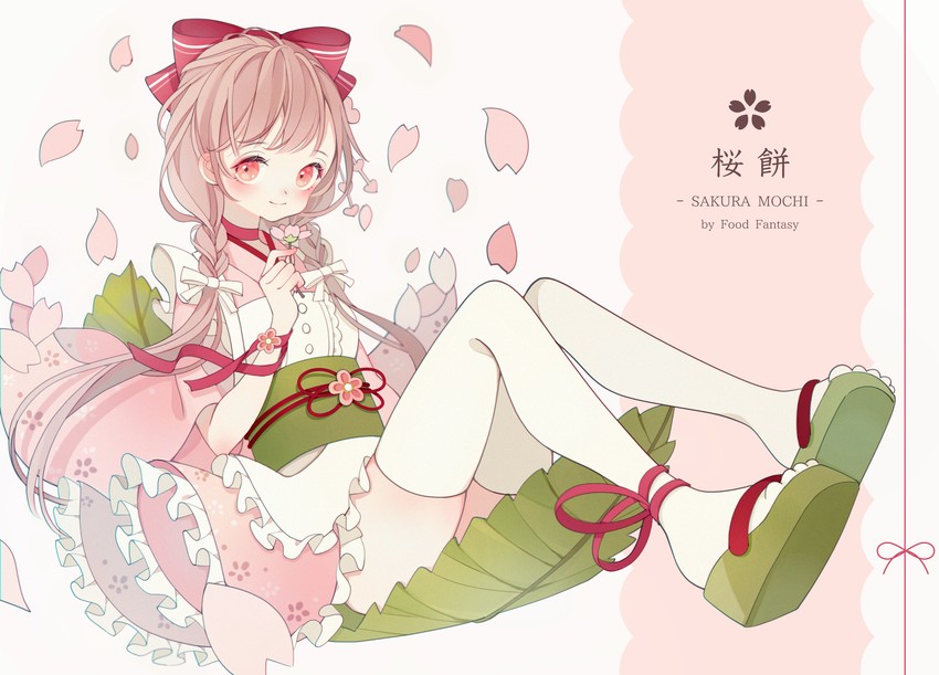 sakuramochi (food fantasy) drawn by shiraho_(color-56)