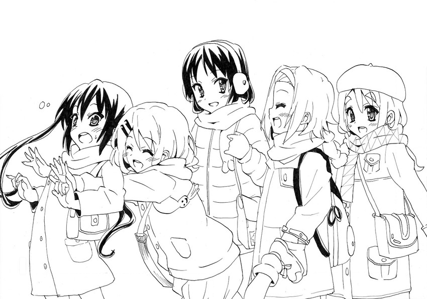 akiyama mio, nakano azusa, hirasawa yui, tainaka ritsu, and kotobuki tsumugi (k-on! and 1 more) drawn by nome_(nnoommee)