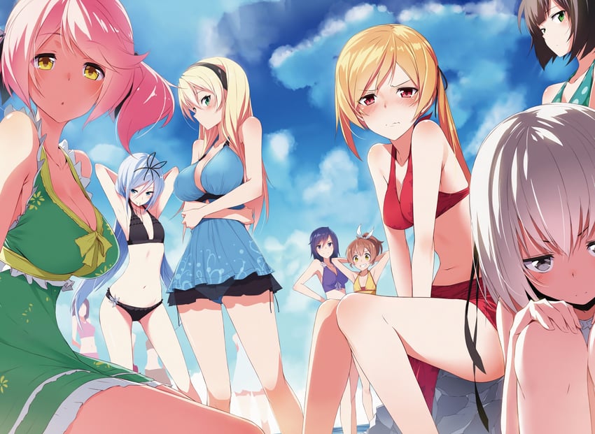 krulcifer einfolk, lisesharte atismata, philuffy aingram, celistia ralgris, airi arcadia, and 3 more (saijaku muhai no bahamut) drawn by kasuga_ayumu_(haruhipo)