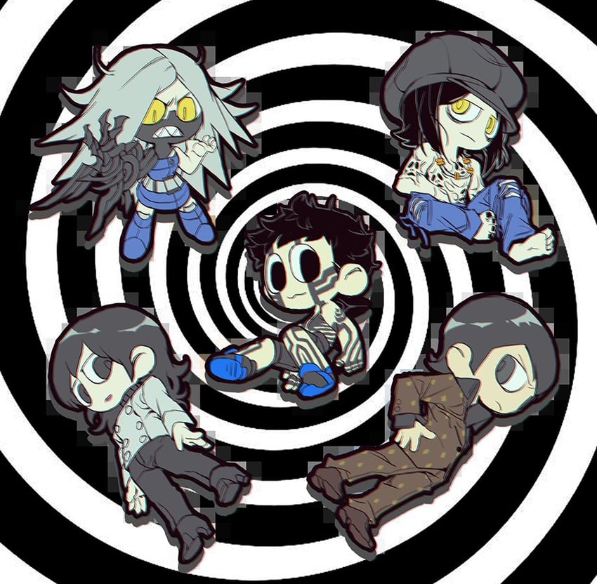 demi-fiend, takao yuko, tachibana chiaki, nitta isamu, and hikawa (shin megami tensei and 1 more) drawn by g_nm_k