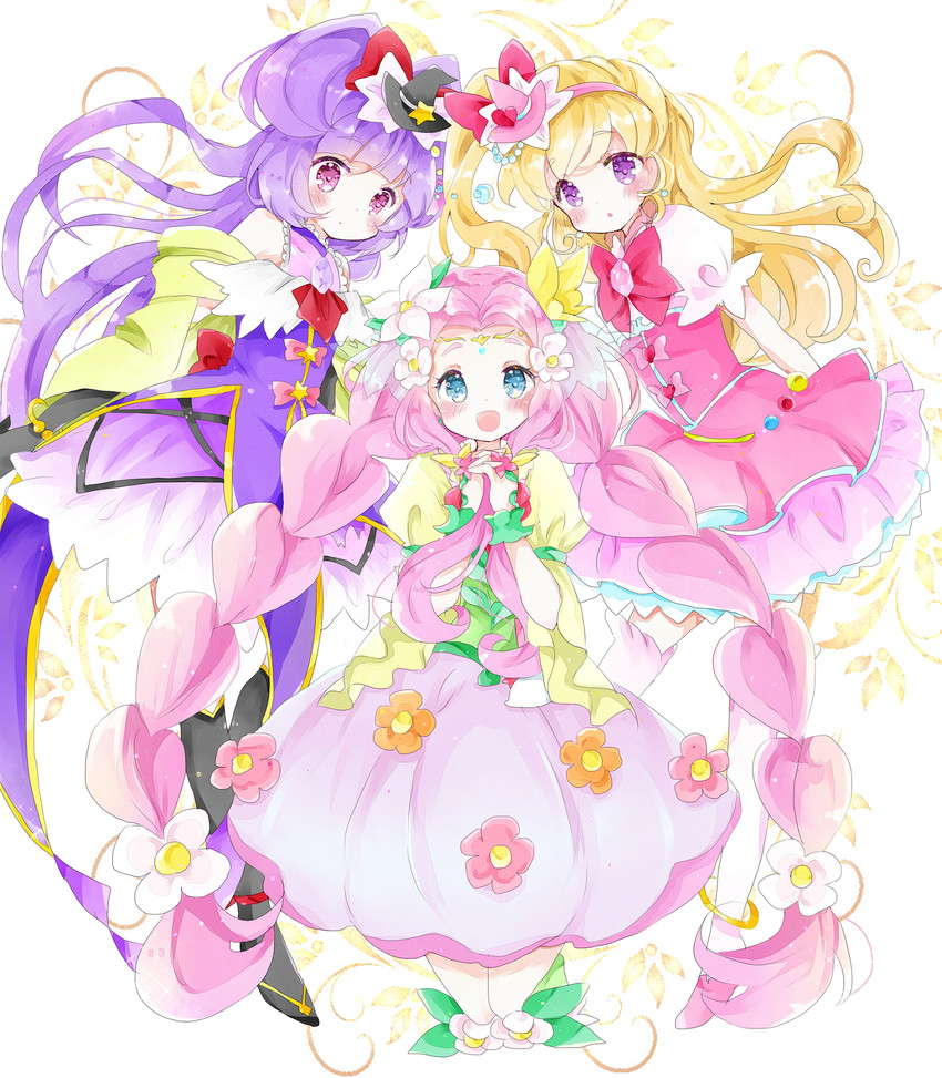 asahina mirai, izayoi liko, cure miracle, cure magical, hanami kotoha, and 1 more (precure and 1 more) drawn by tsukiyo_(skymint)