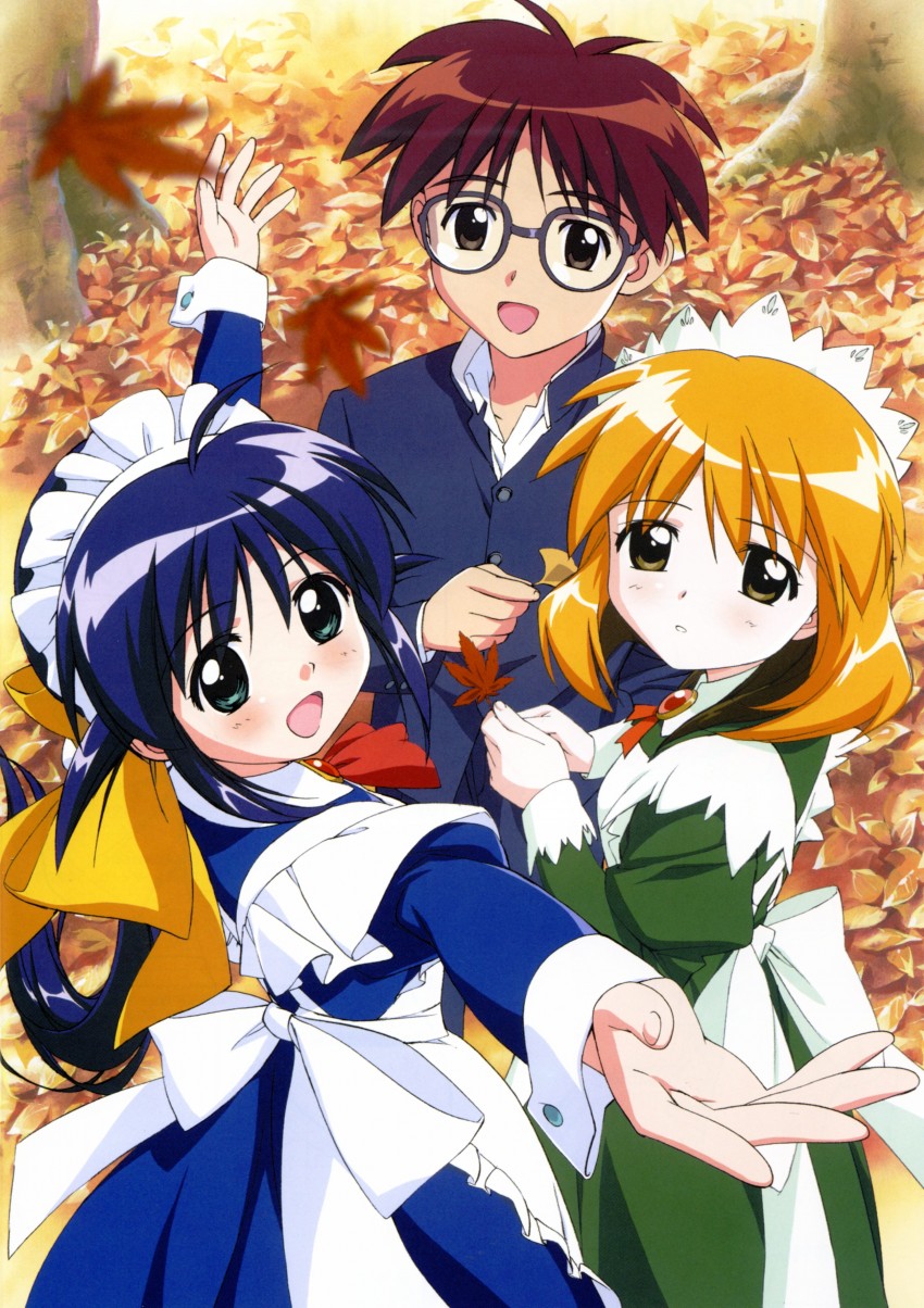 andou mahoro, andou minawa, and misato suguru (mahoromatic)