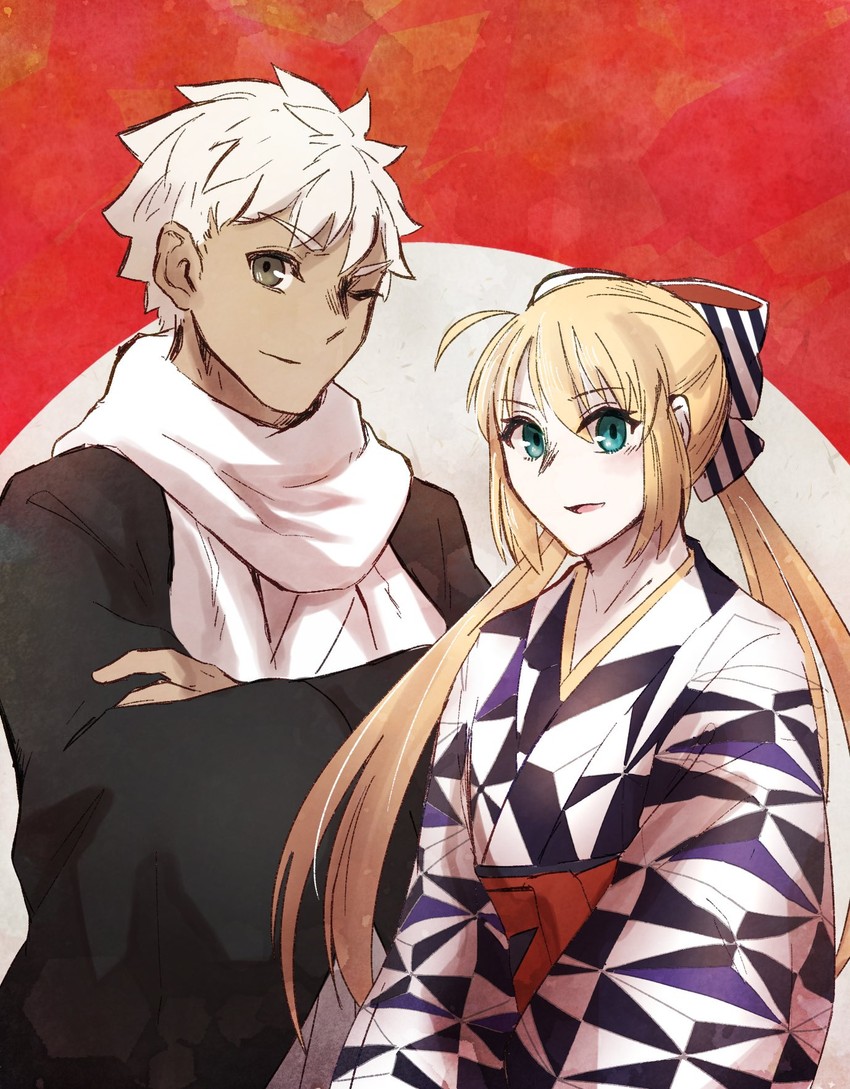 artoria pendragon, emiya shirou, artoria caster, and senji muramasa (fate and 1 more) drawn by yamano_udumi