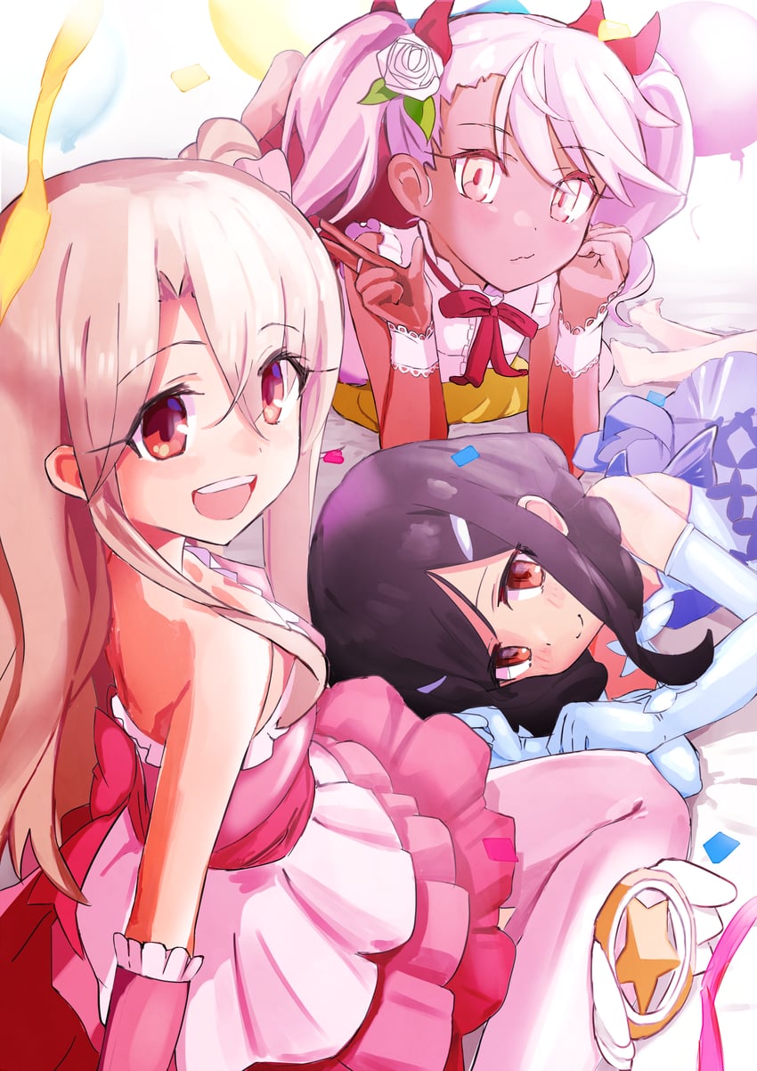 illyasviel von einzbern, chloe von einzbern, miyu edelfelt, and magical ruby (fate and 1 more) drawn by kebab_(blackdoll)