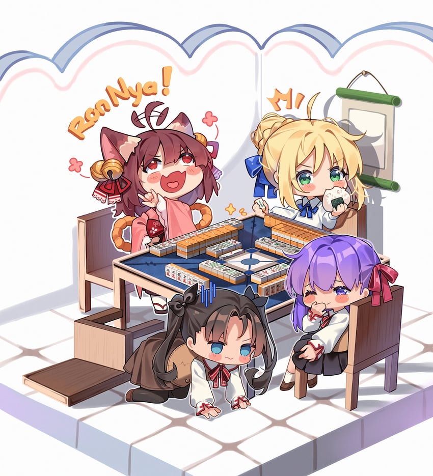 artoria pendragon, saber, tohsaka rin, matou sakura, and ichihime (fate and 3 more) drawn by kuri_(animejpholic)