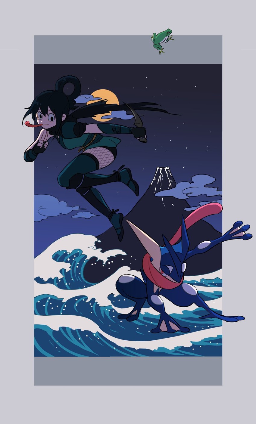 asui tsuyu and greninja (pokemon and 1 more) drawn by imjayu