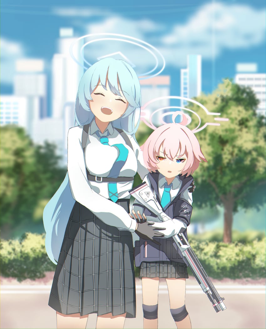hoshino and yume (blue archive) drawn by k.n.q