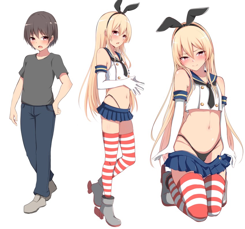shimakaze and shimakaze-kun (kantai collection) drawn by baretto_(karasi07)