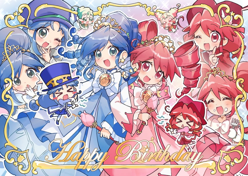 fine, rein, pyupyu, and kyukyu (fushigiboshi no futago hime and 1 more) drawn by huz_(a1438758295)