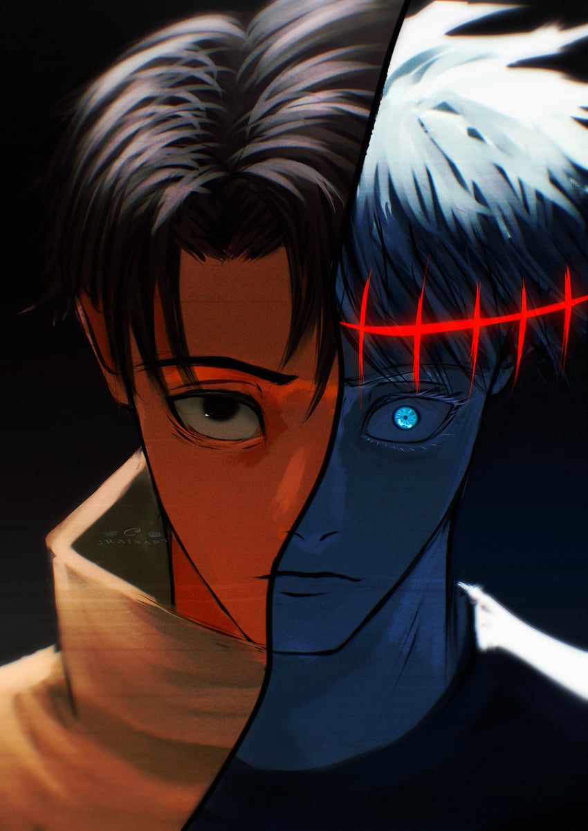 gojou satoru and okkotsu yuuta (jujutsu kaisen) drawn by crain1art