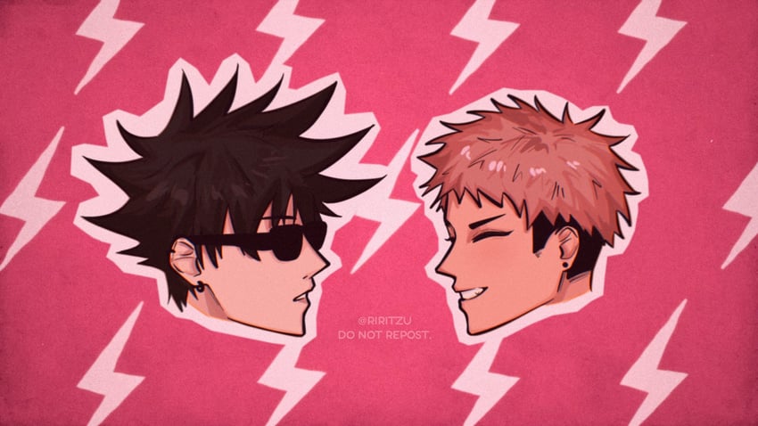 itadori yuuji and fushiguro megumi (jujutsu kaisen and 1 more) drawn by ri_(riritzu)