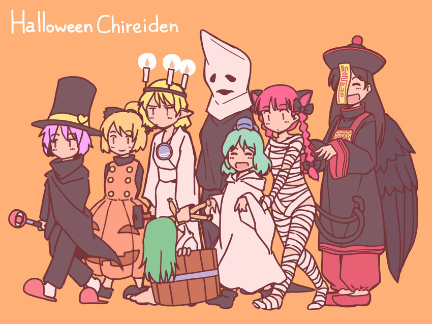 komeiji koishi, komeiji satori, kaenbyou rin, reiuji utsuho, mizuhashi parsee, and 3 more (touhou and 1 more) drawn by rangycrow