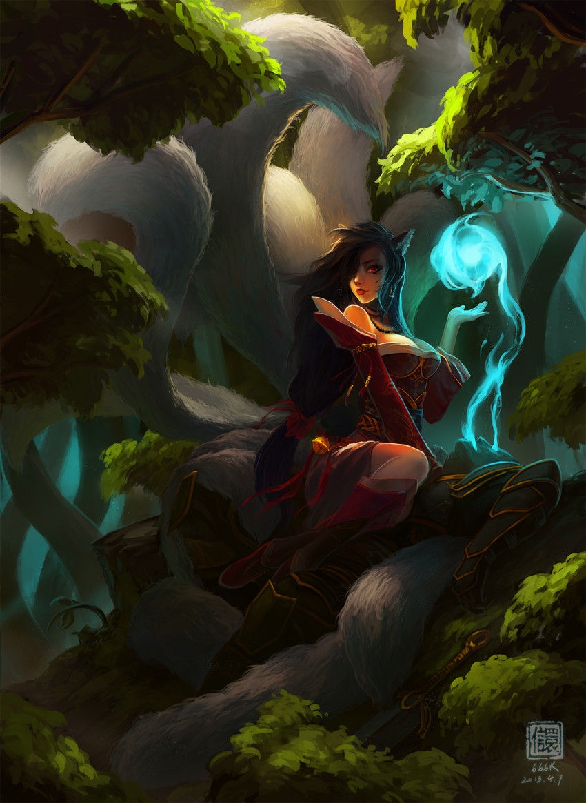 ahri (league of legends) drawn by kan_liu_(666k)