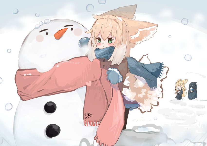 doctor, suzuran, and vulpisfoglia (arknights) drawn by mokoo_rokoo