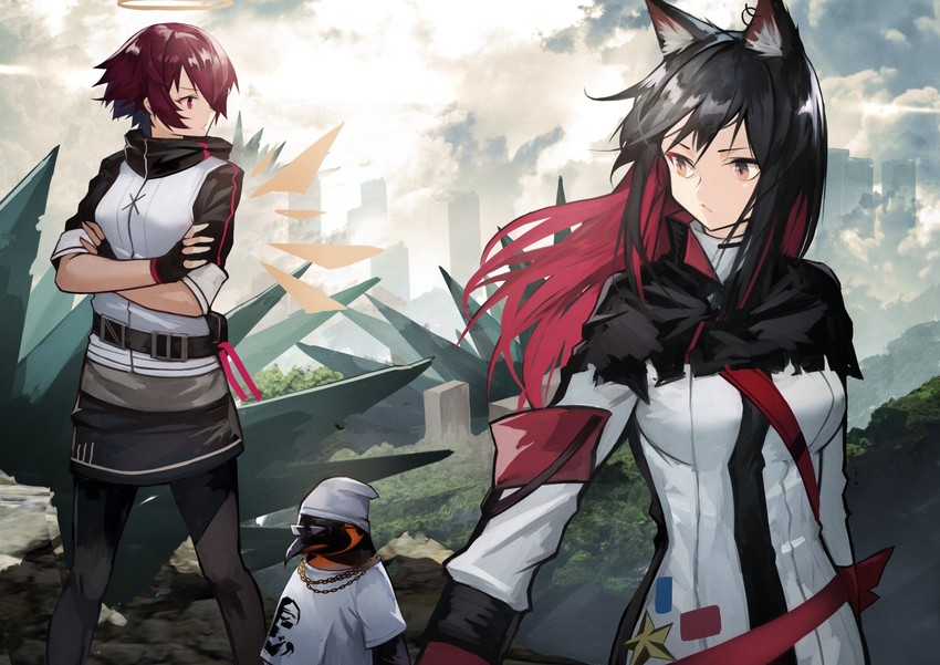 texas, exusiai, and emperor (arknights) drawn by yoshio_(55level)
