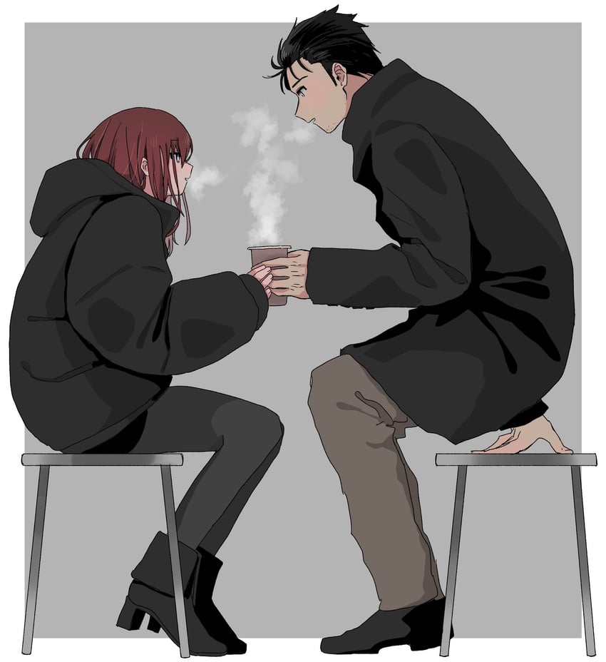 makise kurisu and okabe rintarou (steins;gate) drawn by suehiroch0