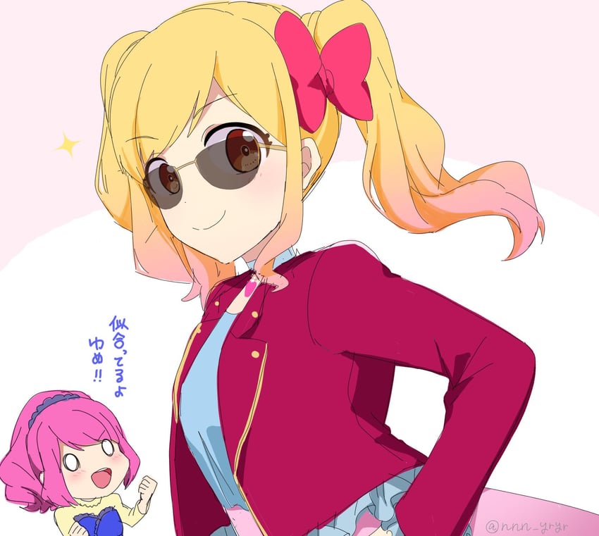 nijino yume and sakuraba rola (aikatsu! and 1 more) drawn by nnn_yryr