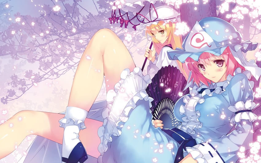 yakumo yukari and saigyouji yuyuko (touhou) drawn by ueda_ryou