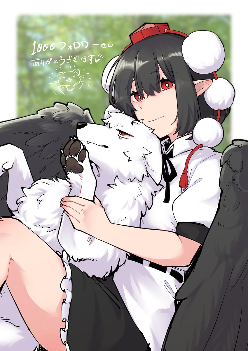 shameimaru aya and inubashiri momiji (touhou) drawn by min.k