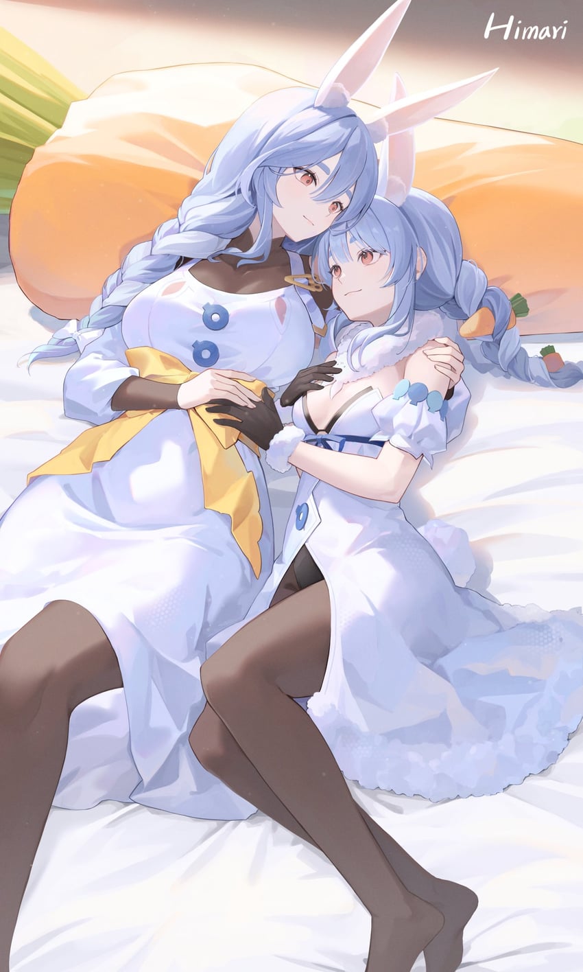 usada pekora, don-chan, and pekomama (hololive) drawn by himari_(himari_ttc)