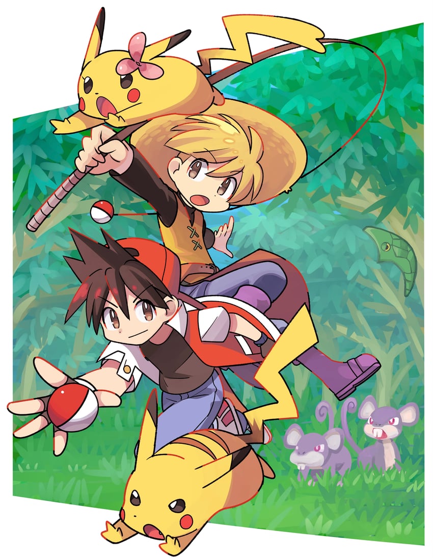 pikachu, red, yellow, rattata, pika, and 2 more (pokemon and 1 more) drawn by stchame