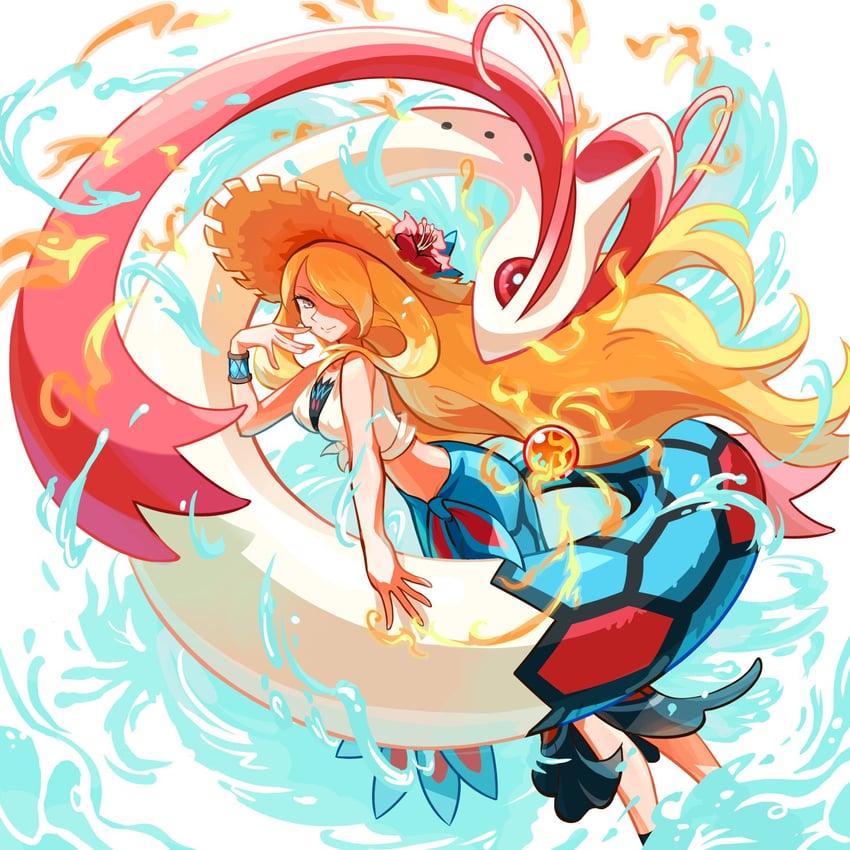 cynthia and milotic (pokemon and 1 more) drawn by ffccll