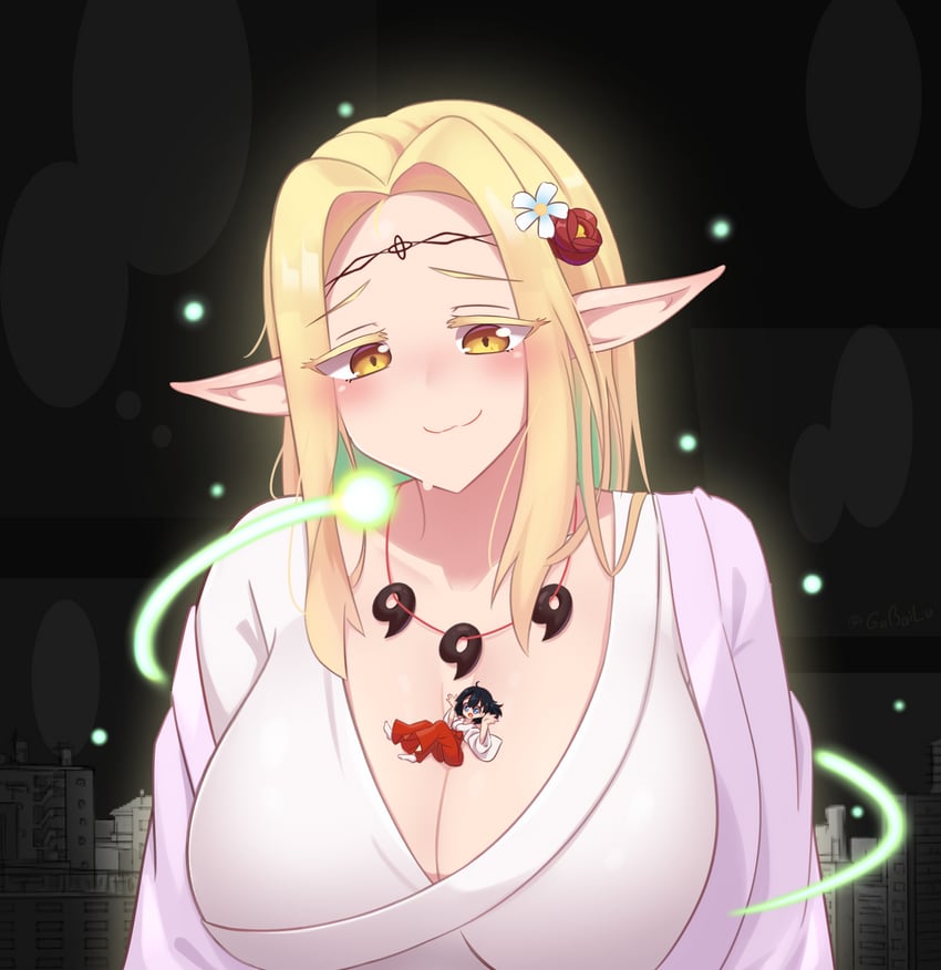 eldali ilma fanomenel and koganei koito (edomae elf) drawn by gabai