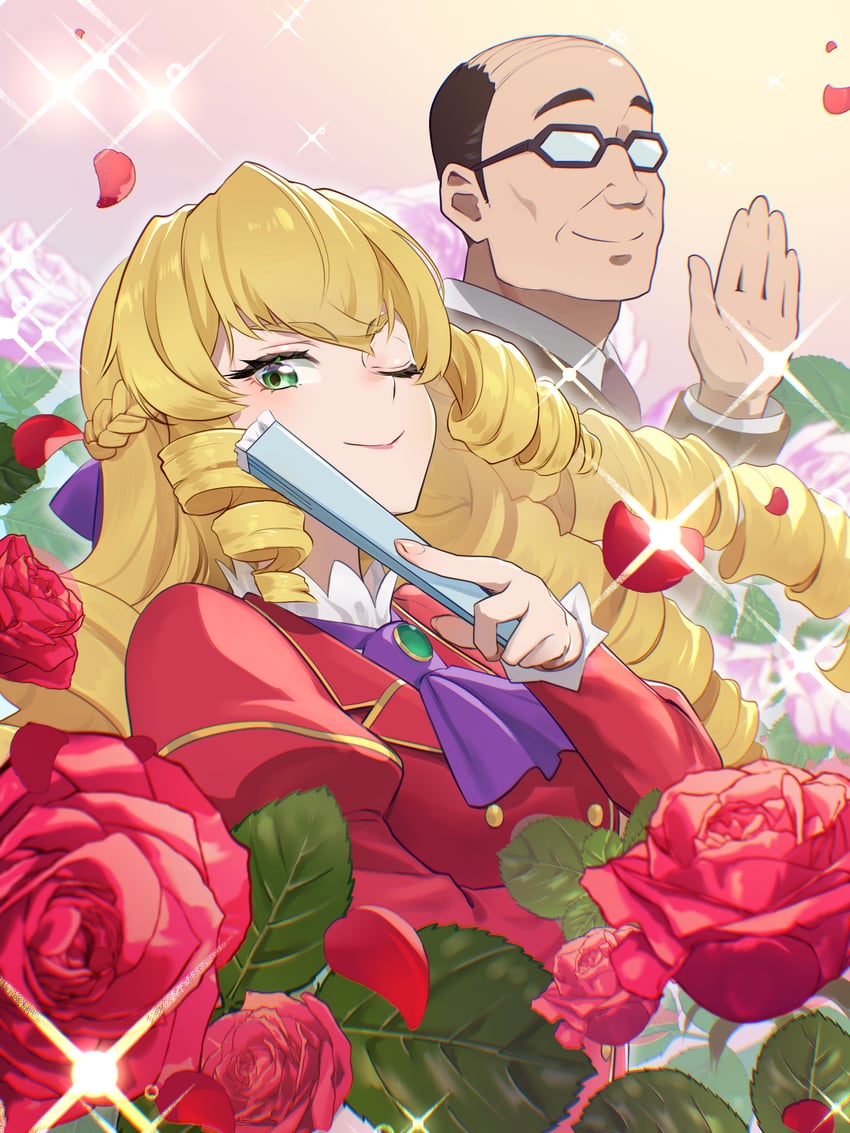 grace auvergne and tondabayashi kenzaburou (akuyaku reijou tensei ojisan) drawn by ito_haruko