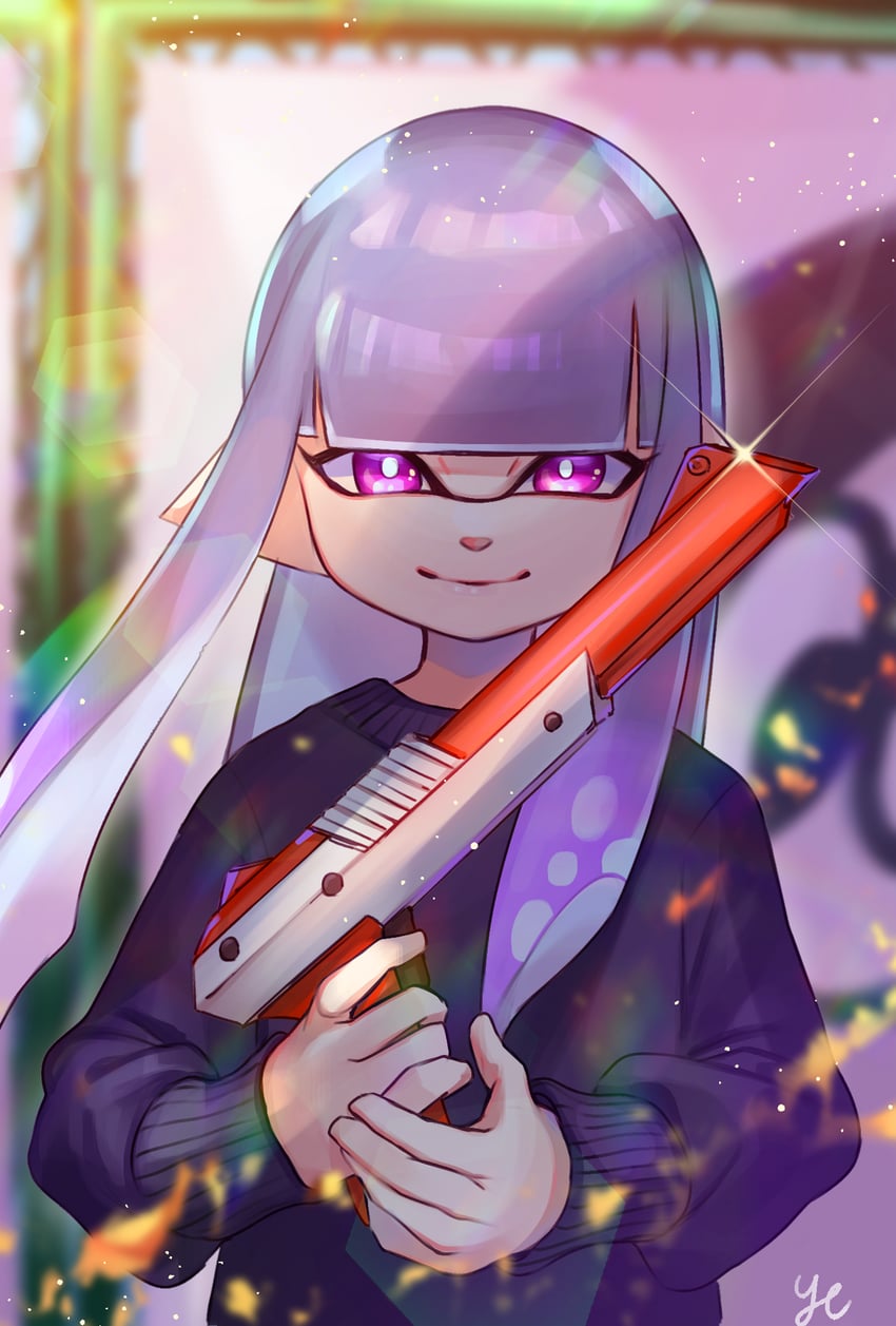 inkling player character and inkling girl (splatoon) drawn by yamagishi_chihiro