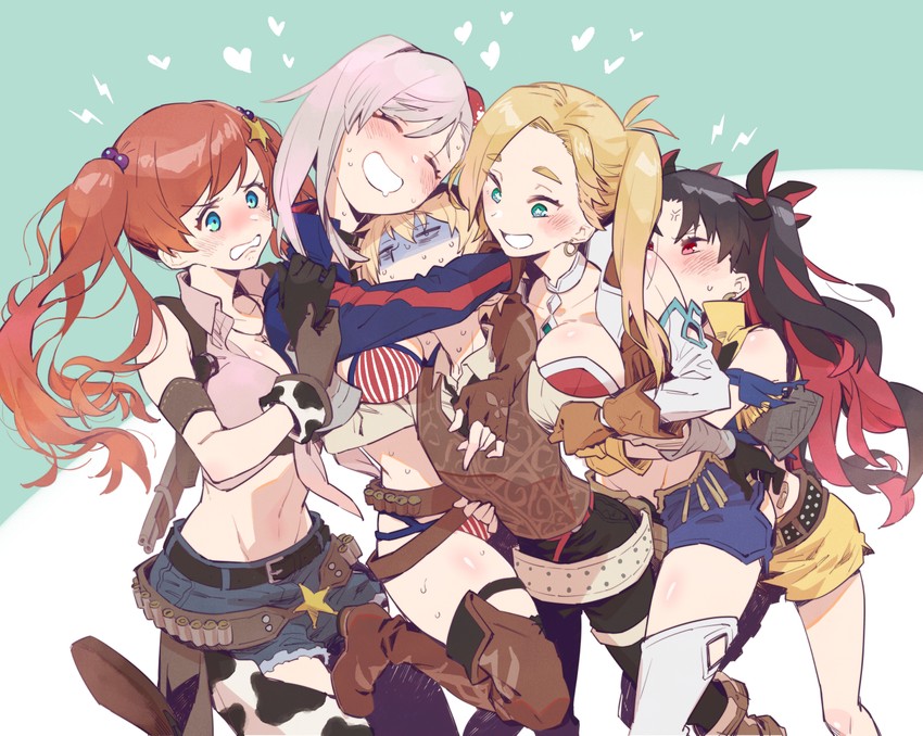 miyamoto musashi, ishtar, space ishtar, billy the kid, calamity jane, and 1 more (fate and 1 more) drawn by futaba_(futaba_uc)