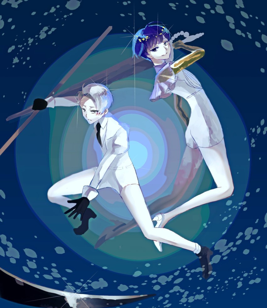 phosphophyllite and cairngorm (houseki no kuni) drawn by rumari_(djax7585)