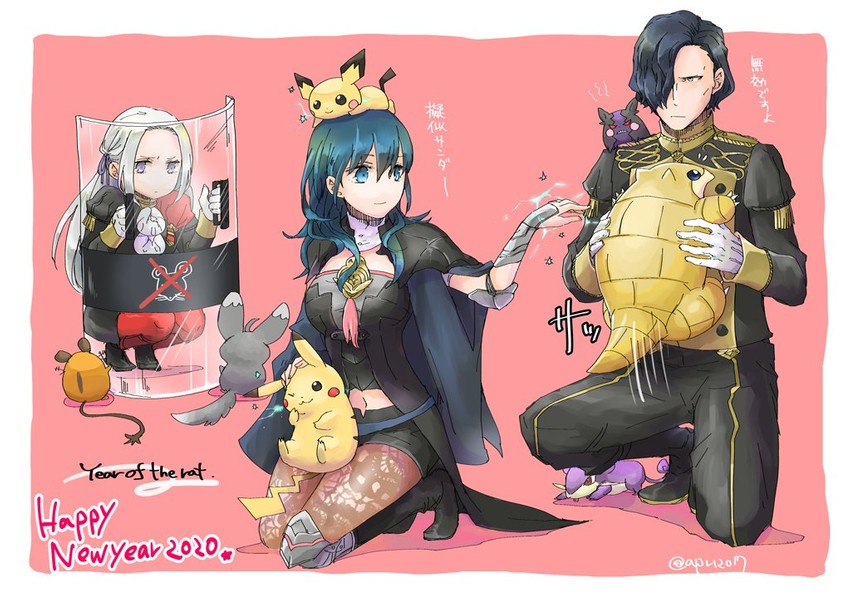 pikachu, female byleth, edelgard von hresvelg, morpeko, pichu, and 5 more (pokemon and 2 more) drawn by robaco